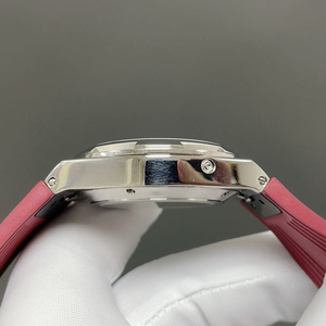 2026 New Arrival Stainless Steel Skeleton Automatic Watch Men <b>Red</b> Dial Perpetual Calendar Mechanical Watch With <b>Red</b> Rubber Strap - Product Image 5