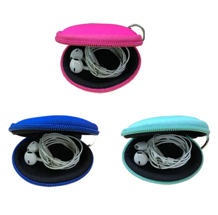 Neoprene solid color neoprene coin bag facemask storage bag earphone bag with key ring keychain