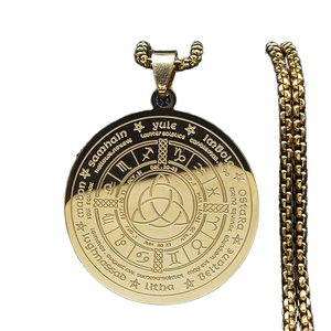 Collier en acier inoxydable plaqué or 18 carats avec nœud de sorcière géométrique sacrée Collier Offre Spéciale nœud celtique Bijoux de yoga chanceux - Product Image 1