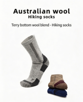 Chaussettes de randonnée en mélange de laine en gros, durables, renforcées, rembourrées, pour l'extérieur, conception personnalisée OEM ODM pour l'alpinisme