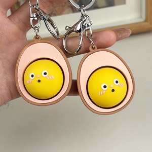 Cute 3D Rotatable Boiled <b>Egg</b> Keychain With Shy Expression Yolk Funny Food Shaped Bag Charm - Product Image 3