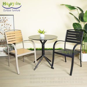 <span class=keywords><strong>Happylife</strong></span> Restaurant Français Moderne, Siège Empilable en Aluminium et WPC pour Extérieur, Résistant aux UV et Imperméable, Cuisine, Atelier, Cour, Bistro - Product Image 5