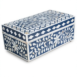 High Quality Handcrafted Modern Eco-Friendly Mother Pearl Inlay Jewelry Box MDF Velvet for <b>Watches</b> <b>Ring</b> Packaging Indian - Product Image 1