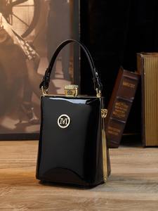 Sac à main en cuir verni polyvalent et sobre, sac à main brillant pour téléphone portable pour femmes, petit sac à main, sac à bandoulière - Product Image 6