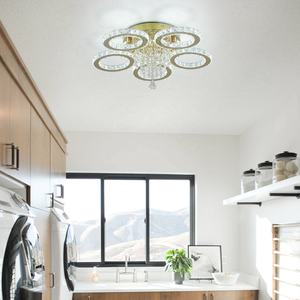 天井照明エレガントドロップクリスタルLED Plafonnierヴィラリビングルーム用 - Product Image 4