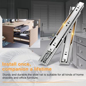 Yenuo Đóng Mềm Thép Không Gỉ Mở Rộng Đầy Đủ Nhà Bếp Ngăn Kéo Slide Side Núi 10 Inch Bóng Mang Đường Ray Nhiệm Vụ Nặng Nề - Product Image 3