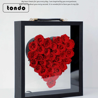 Boîte rectangle en acrylique pour Roses de la saint-valentin, 2022, fausses fleurs, pour un cadeau, livraison gratuite