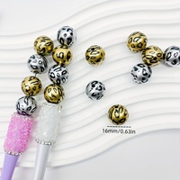 Nouvelle mode Chunky collier stylo à perles bijoux 16mm coloré rond acrylique mat perle impression léopard perles