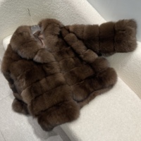 Manteau court en fourrure de renard véritable pour femme, avec grand col, en fourrure de renard segmentée, veste d'hiver
