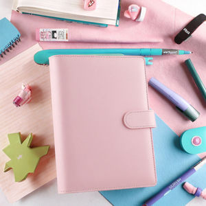 Carnet à spirales A5 en cuir PU, couverture rigide, 6 anneaux, 35 couleurs, organiseur de budget avec feuille volante, idéal pour cadeau - Product Image 3