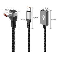 Cable USB-C Trenzado de Metal y Nylon de 10 Pulgadas y 0.25M, en Ángulo Recto, Personalizado, OTG, 60W, Carga Rápida, Cable de Datos para Computadora y Cámara