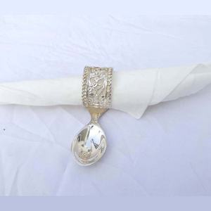 Rond de serviette en nickel argenté en forme de diamant Gravure personnalisée Nom Rond de serviette Anneaux de serviette monogrammés - Product Image 5