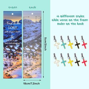 Myway 20 Pieces <strong>Bible</strong> Verses Inspirational <strong>Scripture</strong> <strong>Bookmark</strong> Motivational Positive Page Marker with Cross Pendants - Product Image 3
