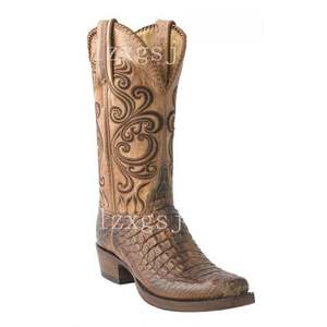 Botas Vaqueras Góticas para Hombre - Botas Ecuestres de Cuero Desgastado con Bordado, Tacón <span class=keywords><strong>Cubano</strong></span> Grueso - Product Image 3