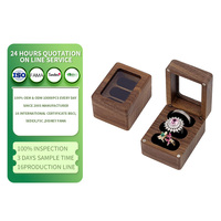 Boîte de présentation de bijoux en bois avec couvercle en verre, trois compartiments rembourrés, fermoir métallique pour boucles d'oreilles, broches, cadeau pour la maison
