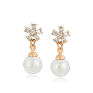 A00787415 xuping jewelry Wholesale affordable elegant luxury flower diamond 18K gold-plated pearl earrings