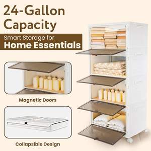 Armario de Almacenamiento de 4 Niveles para el Hogar, para Refrigerios, Juguetes, Armario Plegable, Ahorro de Espacio, Almacenamiento y Organización del Hogar - Product Image 6