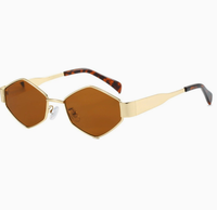 Lunettes de soleil tendance de luxe pour femmes, style influenceur, monture ovale métallique avec protection UV400