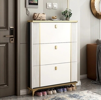 Meuble à chaussures basculant en bois ultra-fin de luxe léger, grande capacité, pour salle à manger et entrée, rangement simple et moderne, gain de place, facile à assembler