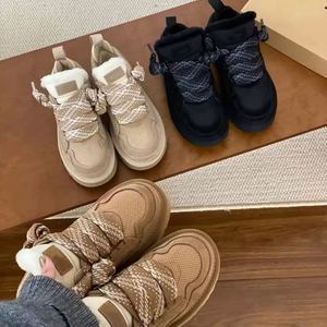 รองเท้าบูทลุยหิมะแบบผูกเชือกสำหรับผู้หญิงรองเท้าลำลองสำหรับเดินให้ความอบอุ่นในฤดูหนาว1คู่ - Product Image 2