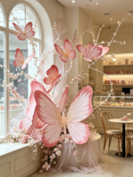 Vente flash - Papillon géant en papier rose fait main pour décorations de mariage