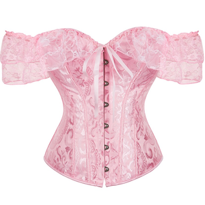 Corset <span class=keywords><strong>bustier</strong></span> vintage gothique à lacets floraux pour femme, sculptant le corps, style <span class=keywords><strong>court</strong></span>, haut de lingerie tissé - Product Image 3