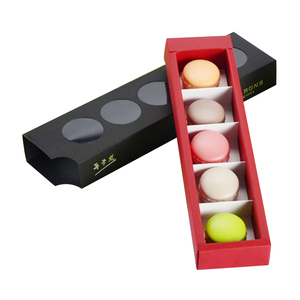 Luxury cookie packaging dessert paper macaron gift drawer box with window