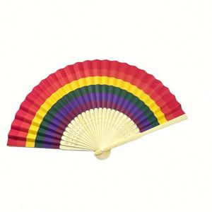 Abanico Plegable de Bambú Tallado Arcoíris Personalizado al por Mayor, 23cm, Varillas Blancas, Ecológico, para Orgullo Gay, Halloween, Estilo Chino - Product Image 4