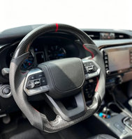 Volant sport en cuir et fibre de carbone avec couleurs contrastées personnalisées pour Toyota Hilux Revo Tacoma Tundra Fortuner LC300 LC200