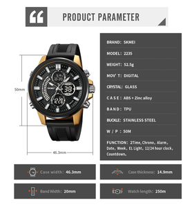 Reloj de Cuarzo para Hombre, Nuevo Modelo 2024, Caja de Aleación de 46.3mm*50mm, Correa de Repuesto, Resistente al Agua 3BAR, Cronógrafo, Alarma, Fecha, Semana, <span class=keywords><strong>Cuenta</strong></span> Regresiva - Product Image 6