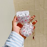 Petite fleur rose perle pendentif étui Airpods 4 pour Apple AirPods Pro 2 fleurs papillon écouteurs étuis coeur porte-clés