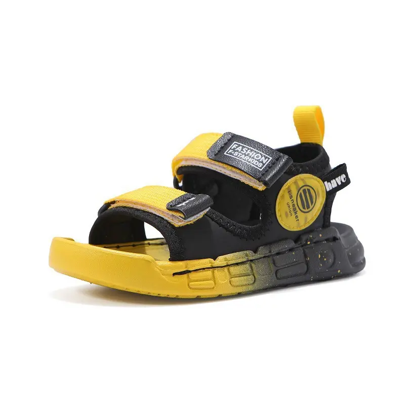 Summer Boys Beach sandals Light Soft Bottom Breathable Shoes Open Toe Flat sandals Outdoor Casual Shoes Yellow Blue