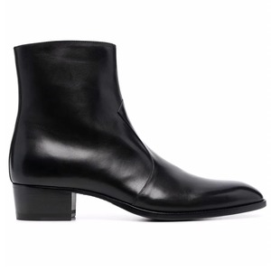 Stivali da <span class=keywords><strong>uomo</strong></span> ecologici per tutte le stagioni in vera <span class=keywords><strong>pelle</strong></span> antiscivolo nero con altezza alla caviglia per abiti da cerimonia estivi e invernali - Product Image 2