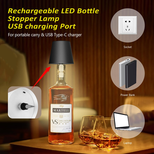 Lampe de table LED rechargeable, lumière décorative en forme de bouteille, lampe de bureau portable à intensité variable, lampe étanche IP54 pour restaurant/maison/bar - Product Image 3