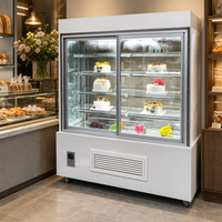 Vitrine réfrigérée commerciale en marbre et verre incurvé pour gâteaux et pâtisseries, avec refroidissement par ventilateur, écran LED, sans givre, pour boulangerie et supermarché