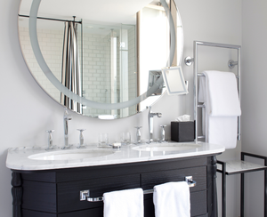 Meubles de salle de bains RTA élégants de style européen Armoires de luxe avec comptoir en marbre Carcasse en acier inoxydable MDF Salles de bains modernes - Product Image 1