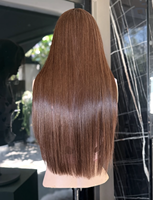 Perruque Lace Front 13*4 en Cheveux Humains Lisses, Semi-Préfabriquée, Sans Colle, Pré-Pluckée, Ligne de Cheveux Naturelle, Qualité Supérieure