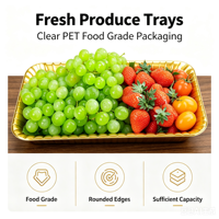 Plateau alimentaire jetable en PET doré de luxe et boîte d'emballage dorée métallique pour supermarchés haut de gamme et fermes (personnalisable)