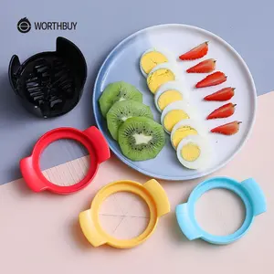 2023 New Fruit and Vegetable Speed Slicer with Push Plate,Fruit Slicer Cup  Egg Slicer Stainless Steel Banana Strawberry Cutter Kitchen Portable
