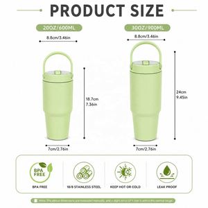 Custom logo 20oz 30oz Flip <b>Straw</b> Tumbler Portable Travel Mug Leakage-proof Stainless Steel Vaccum Insulated Tumbler <b>with</b> Handle - Product Image 3