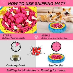 Gamelle pour chien moderne, portable, pliable, écologique, en feutre, à alimentation lente, et tapis olfactif floral pour l'entraînement, le jeu de puzzle automatique et la réduction de l'anxiété - Product Image 5