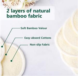 Tampon <span class=keywords><strong>démaquillant</strong></span> personnalisé pour étiquette privée <span class=keywords><strong>lavable</strong></span> écologique en <span class=keywords><strong>coton</strong></span> bambou naturel tampons nettoyants ronds - Product Image 3