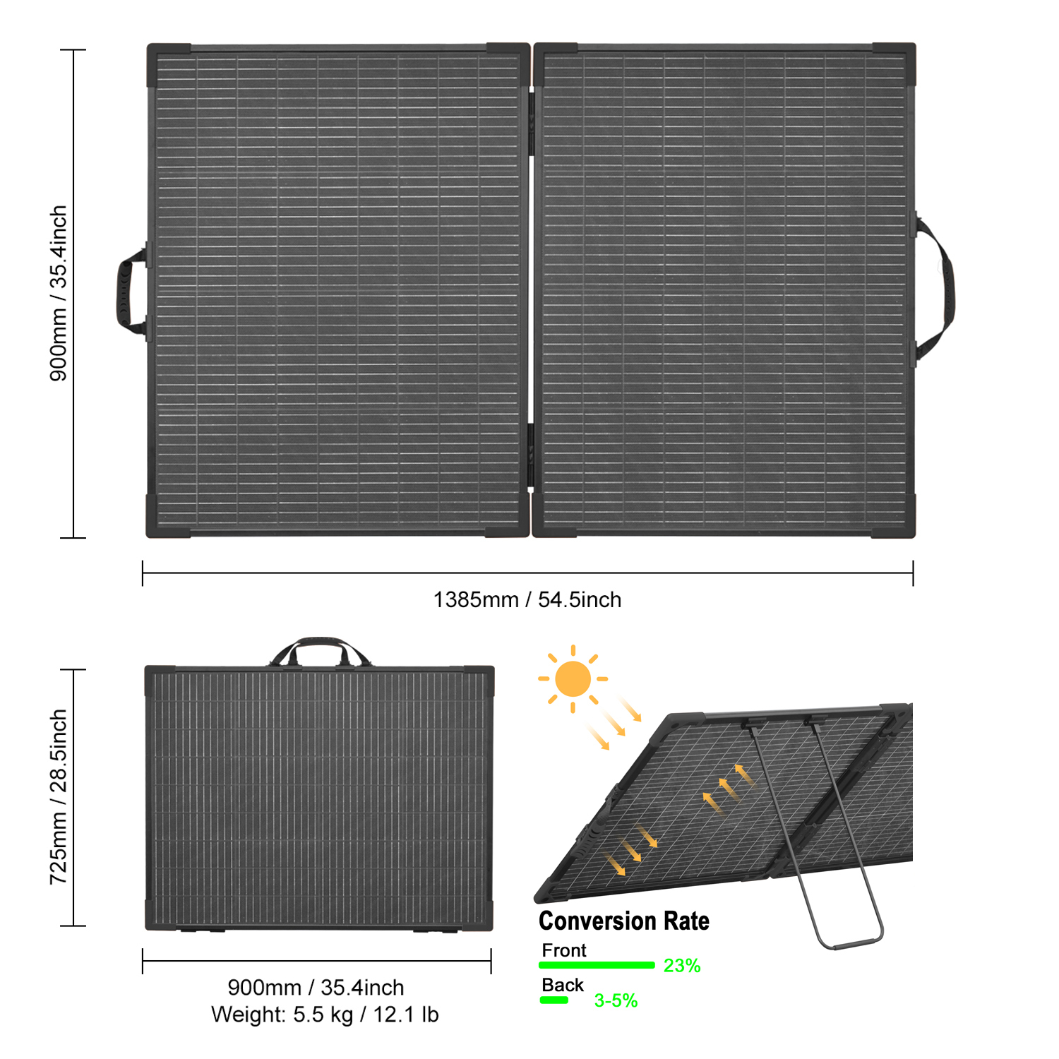 Factory Price Lightweight 200w <strong>Portable</strong> Folding <strong>Solar</strong> <strong>Panel</strong> Bifacial High Efficiency for Camping Outdoor Emergency