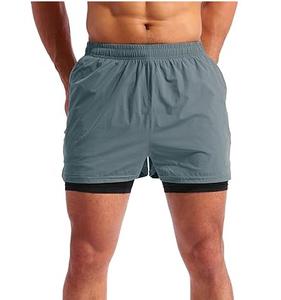 กางเกงขาสั้นออกกำลังกายผู้ชาย แห้งเร็ว กันน้ำ เอวยางยืด เหมาะสำหรับฟิตเนส วิ่ง ยิม ผลิตจากโพลีเอสเตอร์และผ้าฝ้าย - Product Image 1