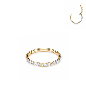 Thiết kế đơn giản 316L thép không gỉ Micro Pave zircon vách ngăn núm vú Clicker mạ Vàng Nhẫn Mũi đám cưới cho phụ nữ - Product Image 6