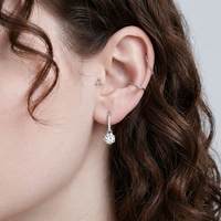 Anting-anting gantung wanita model hati, bunga salju, dan bunga dengan batu moissanite 0,5ct dan 1ct, terbuat dari perak sterling 925, terlaris dan cantik.
