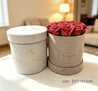 Kotak Kemasan Kertas Bulat Kaku Mewah OEM dengan Bahan Daur Ulang dan Pencetakan Foil Emas untuk Kemasan Bunga Florist