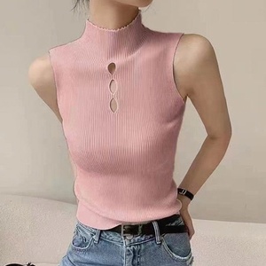 Camisetas sin mangas de punto para entrenamiento, tops halter, camisetas básicas - Product Image 1