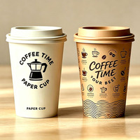 Vasos de Papel Biodegradables para Café, Aptos para Alimentos, Aislados, Desechables, para Bebidas Calientes y Frías, con Tapa y Logotipo Personalizado