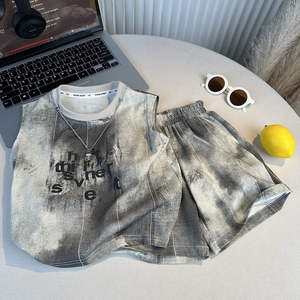 Ensemble de vêtements d'été 2026 pour garçon, sans manches, <span class=keywords><strong>rose</strong></span> tie-dye, <span class=keywords><strong>rose</strong></span> beige - Product Image 3